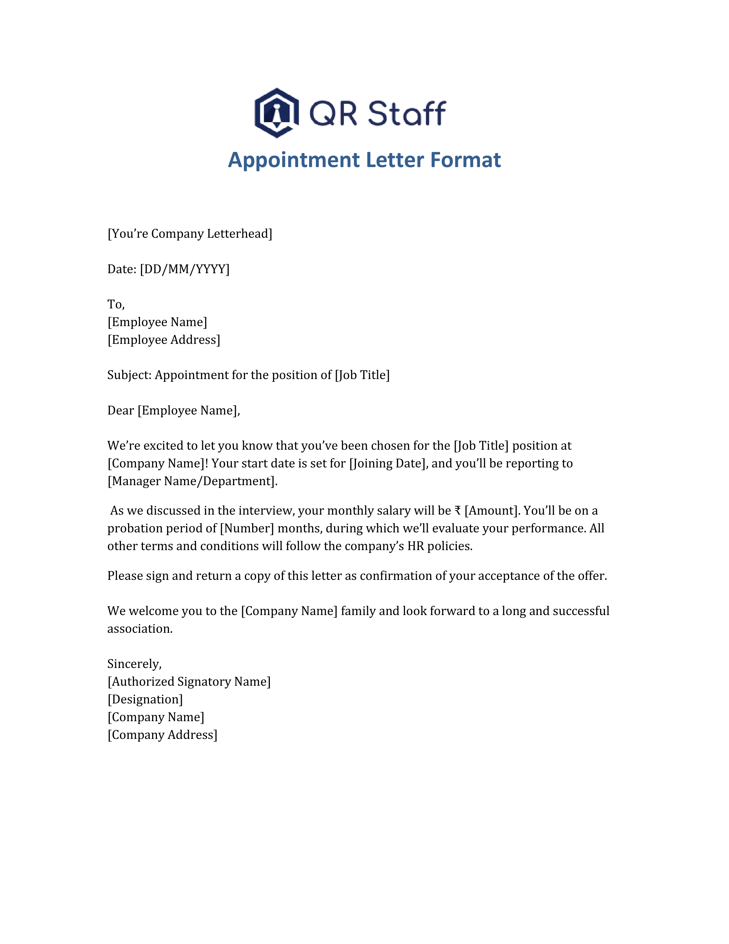 Appointment Letter