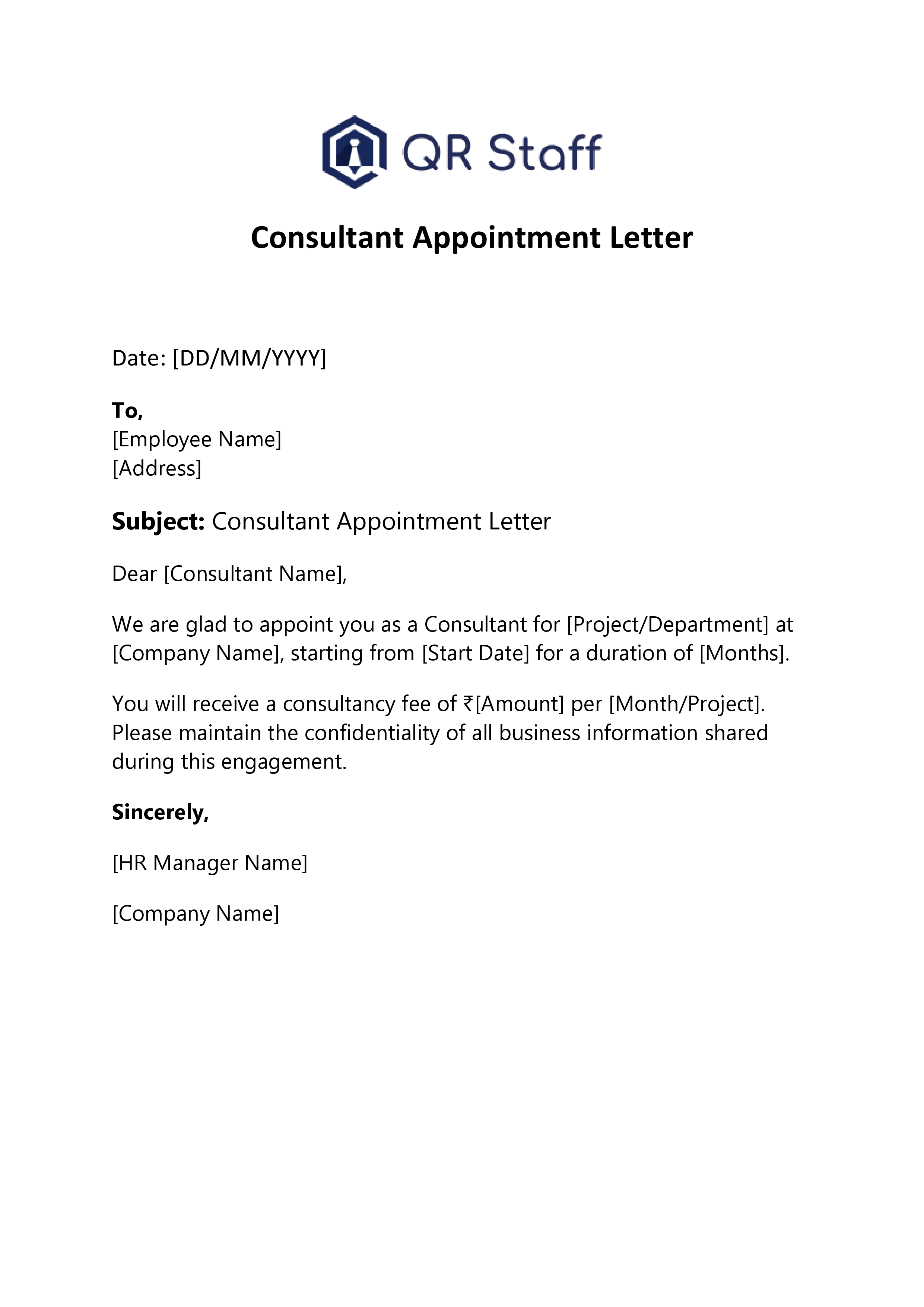 Consultant appointment letter