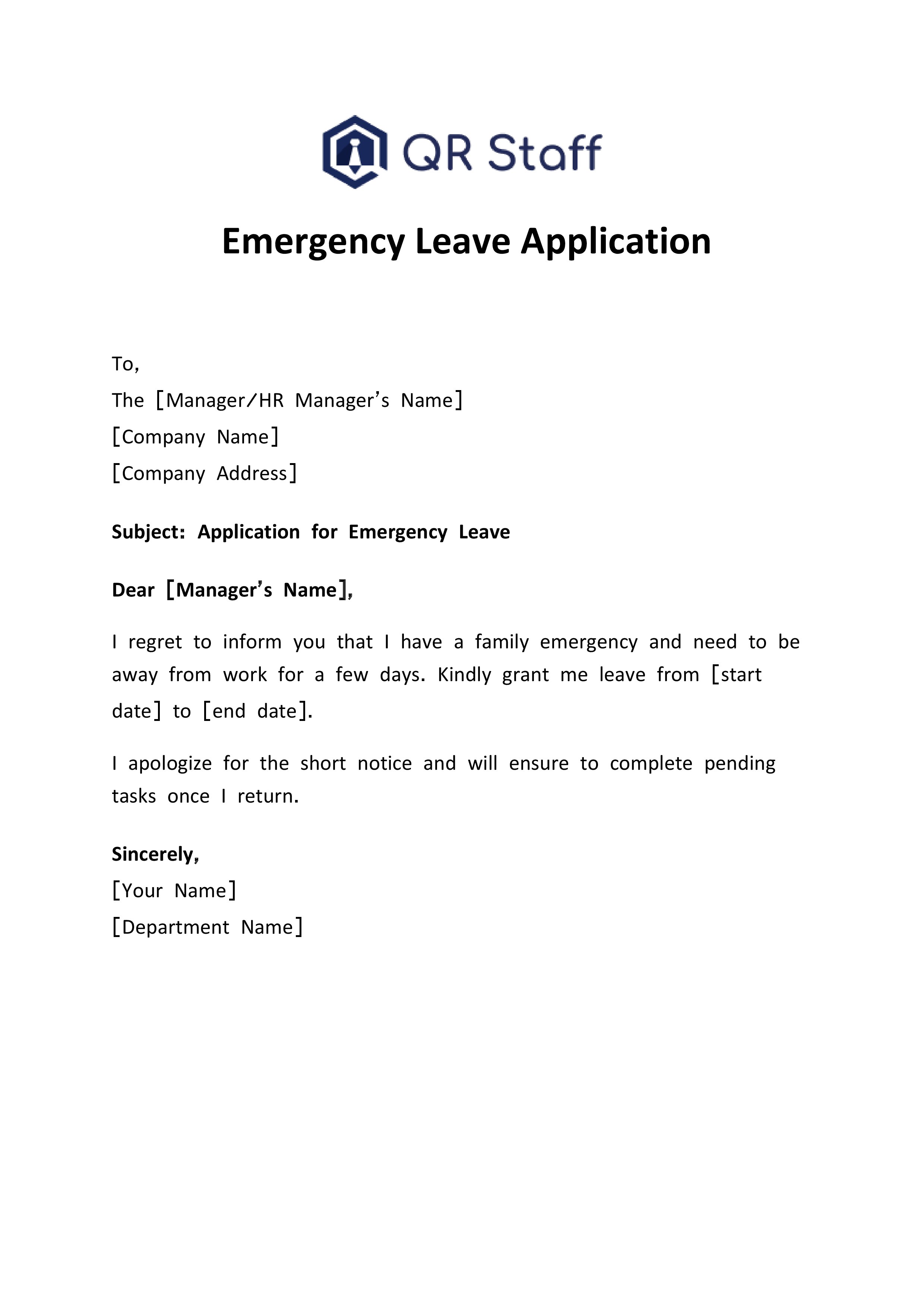 Emergency Leave Application