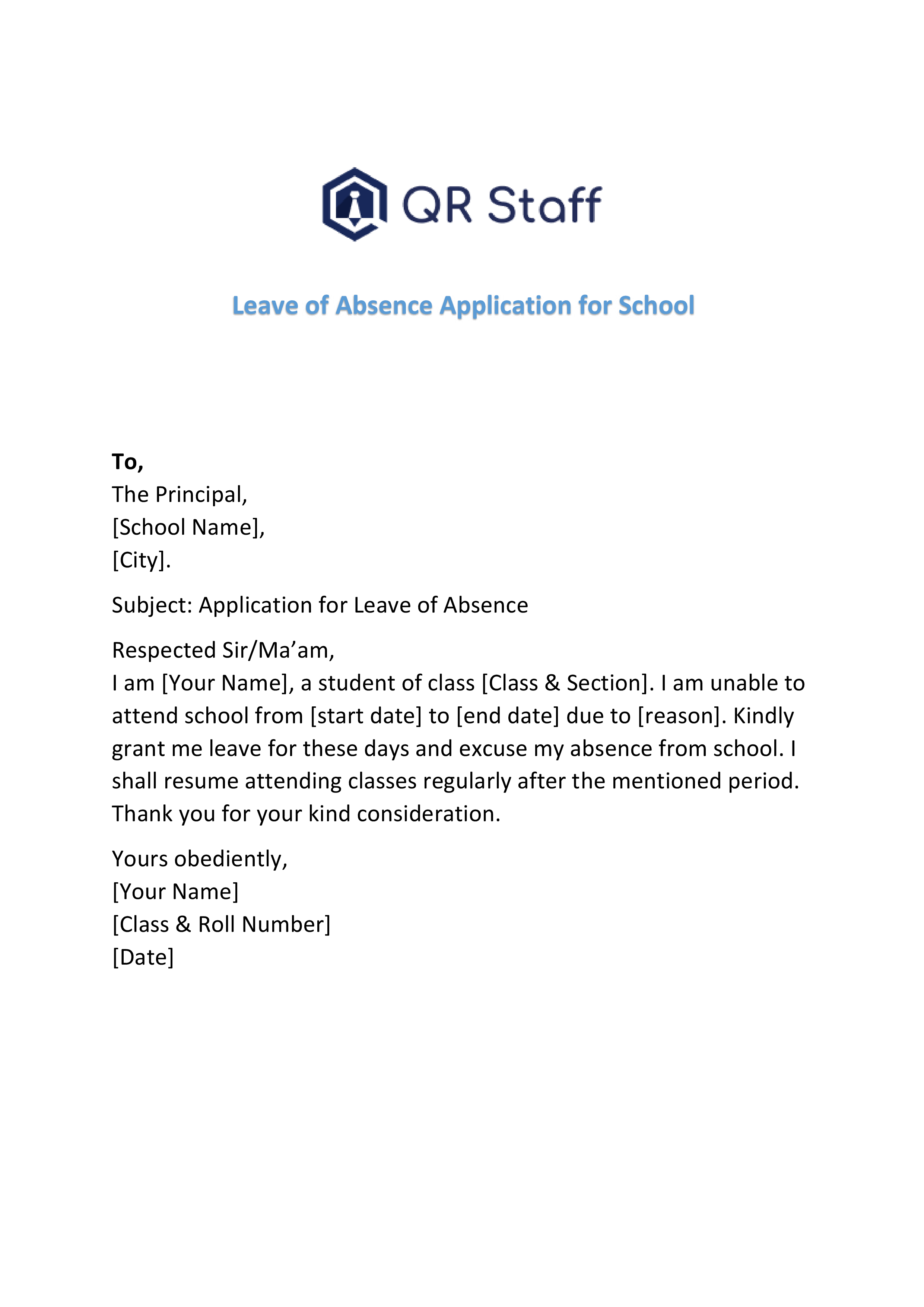 Leave of Absence Application for School