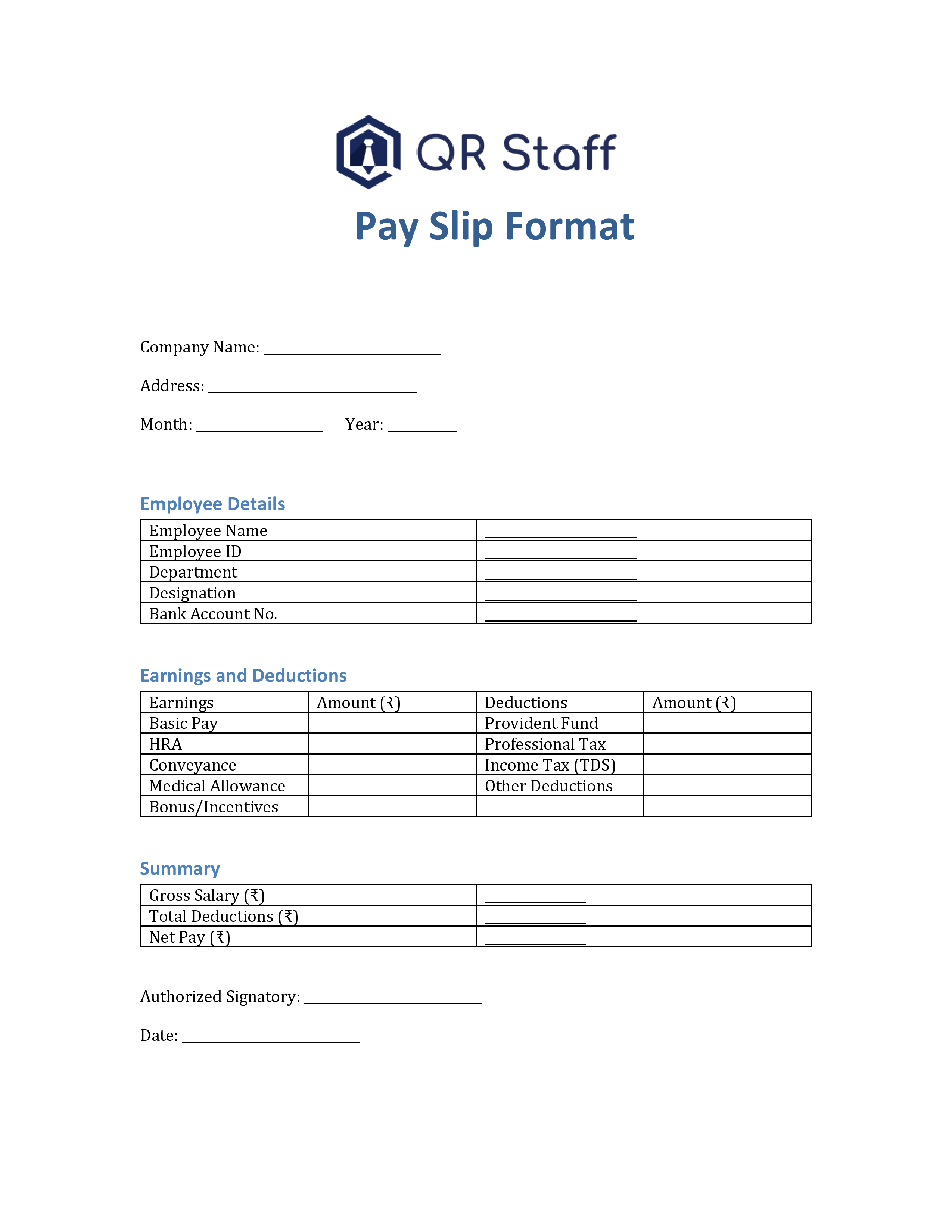 Pay Slip Format