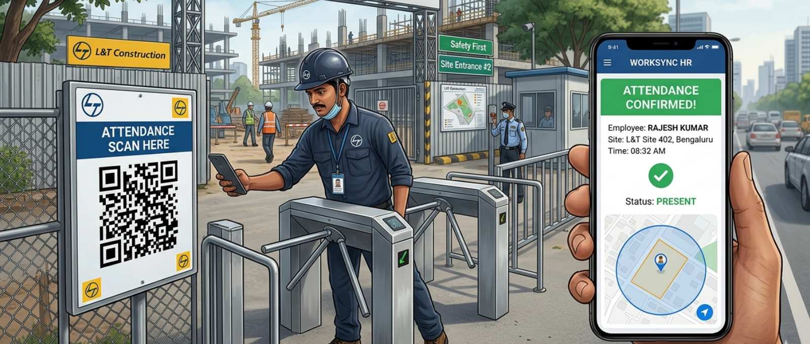 Geo-fencing and QR attendance system for privacy-friendly field employee tracking
