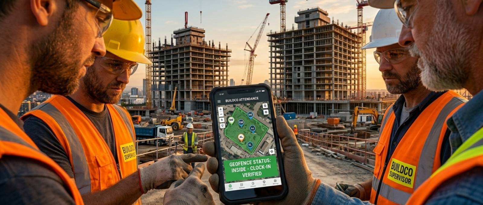 GPS tracking mobile app for construction workers attendance