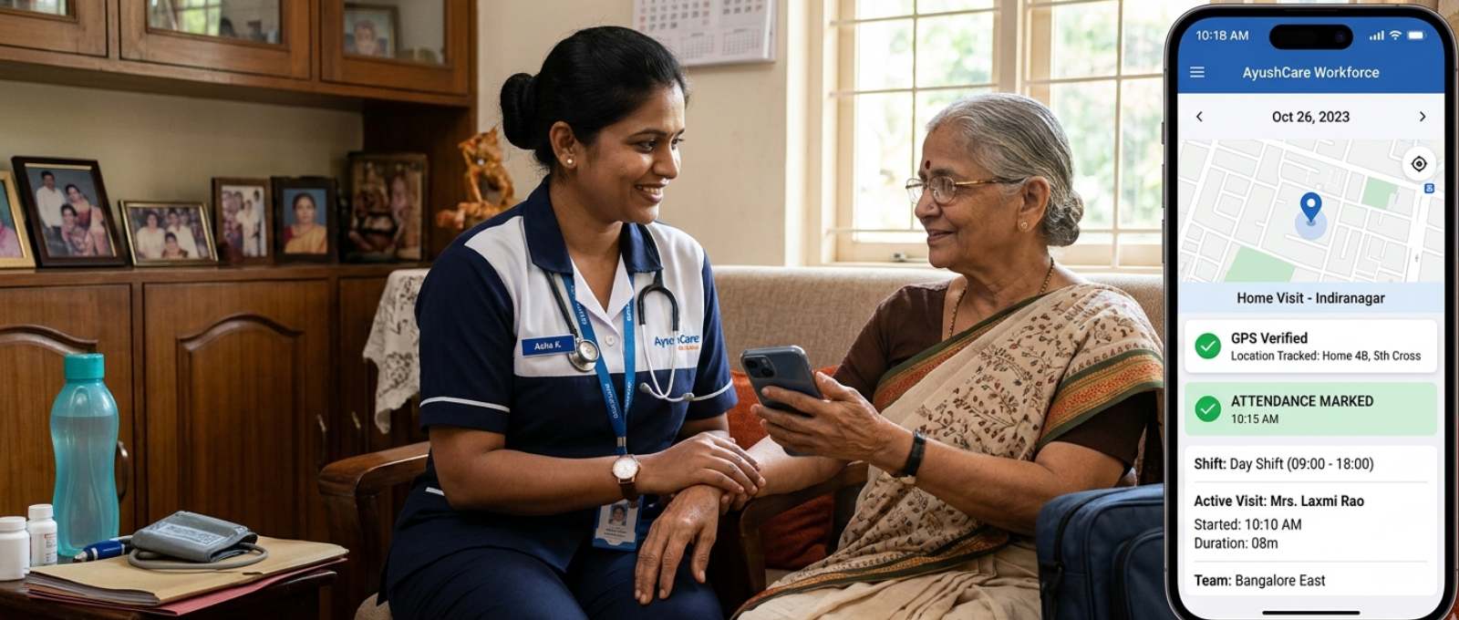 Mobile attendance app for healthcare workers with GPS attendance tracking