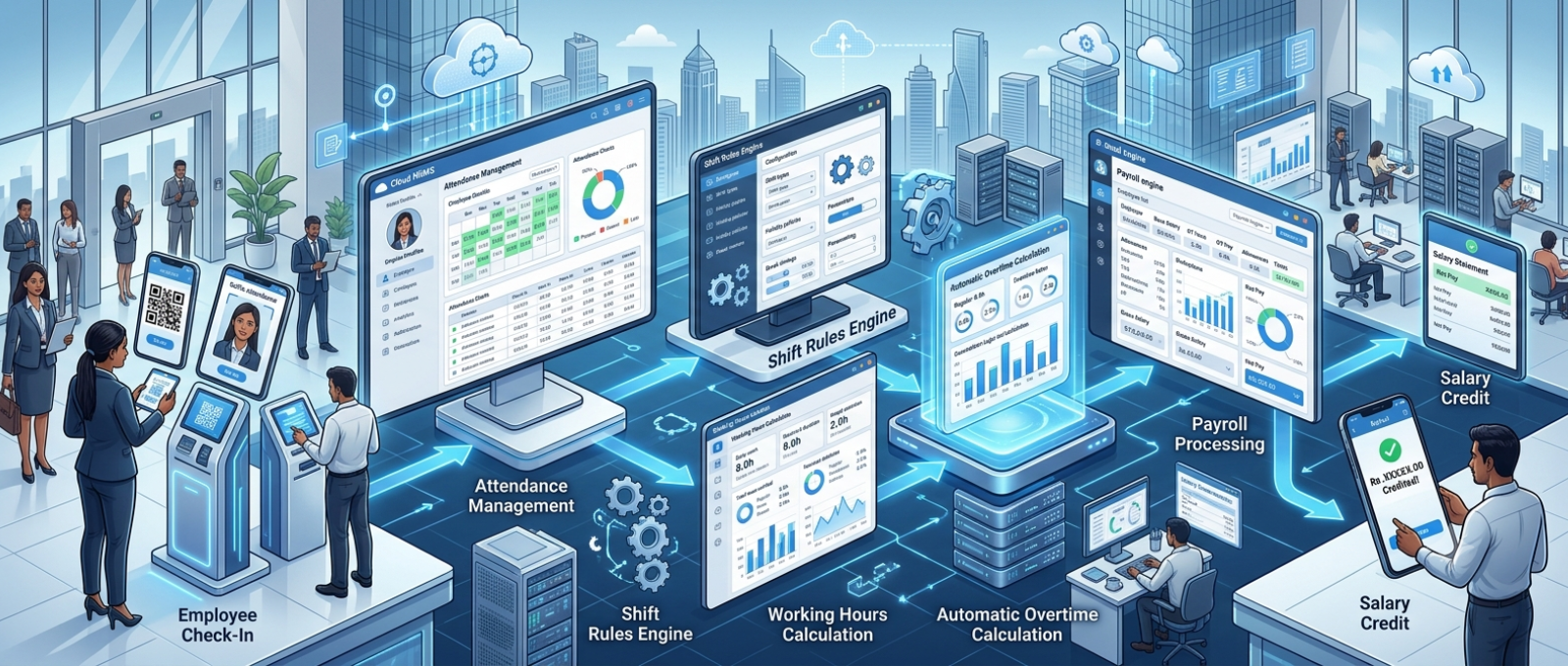 Calculate Overtime Automatically workflow from attendance to payroll